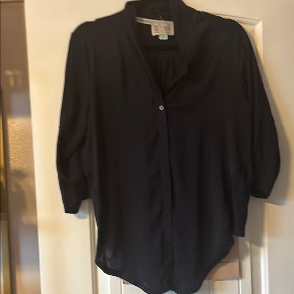 Anthropologie Tops - Anthropologie Black Relaxed 3/4 Sleeve Blouse